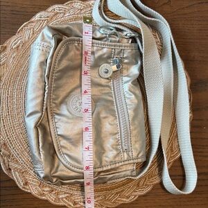 Kipling Metallic Silver Compact Crossbody Bag